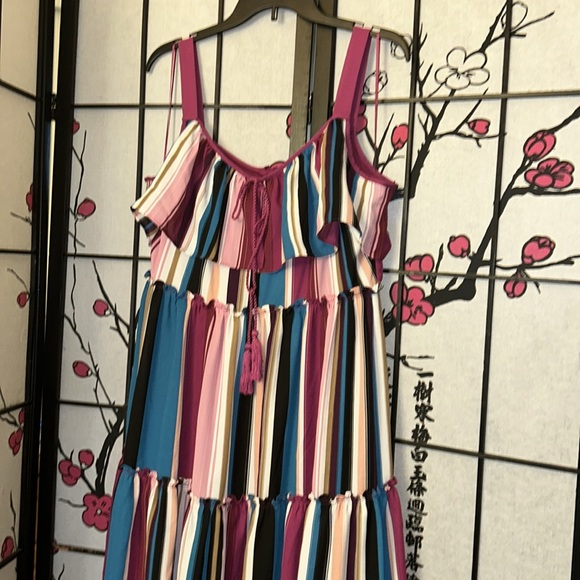 NWT Neiman Marcus English Factory ruffle dress with front tassle decor - Picture 4 of 14